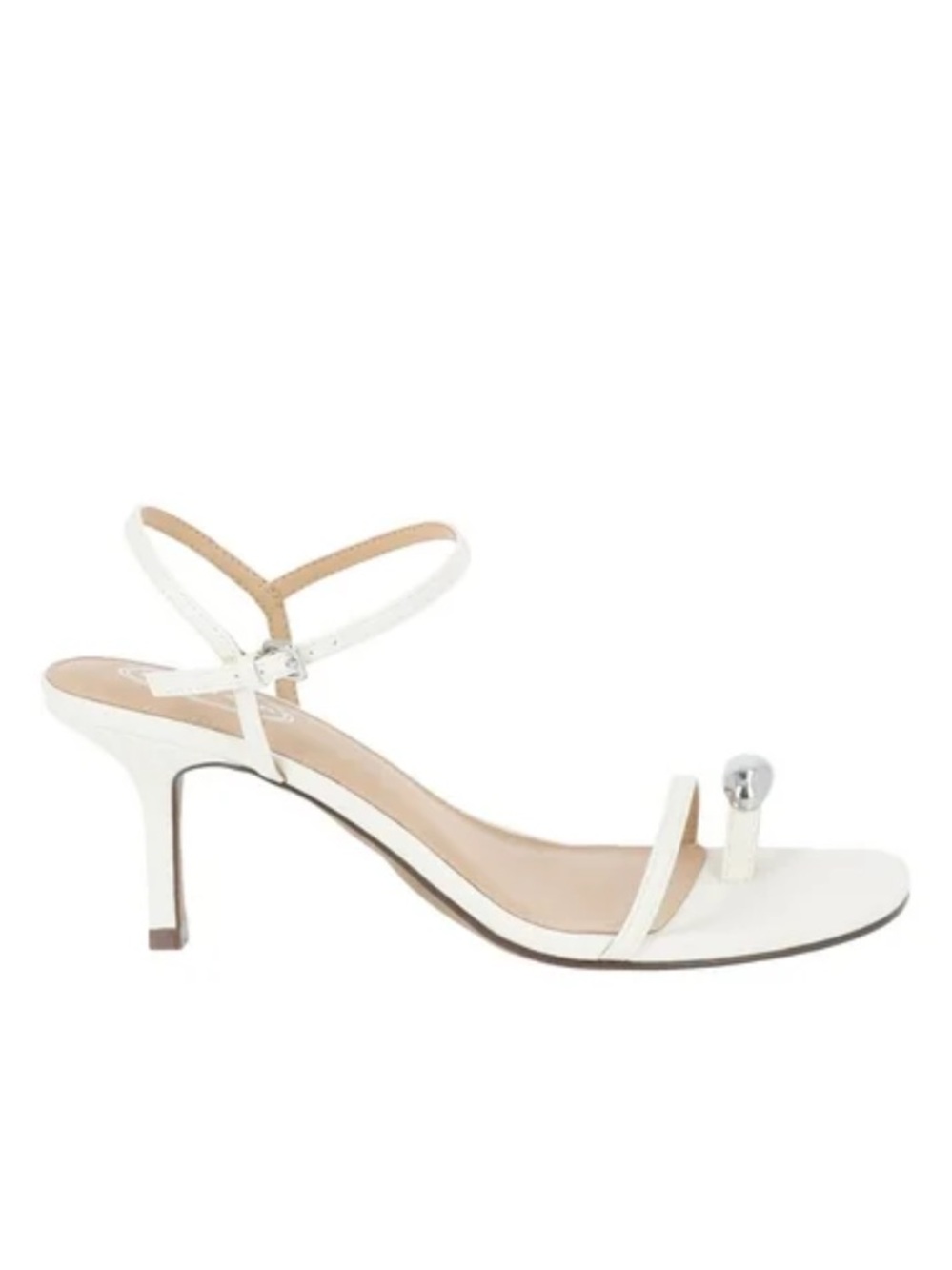 Scoop NYC White Strappy Mid-Heel Sandal with Silver Accent